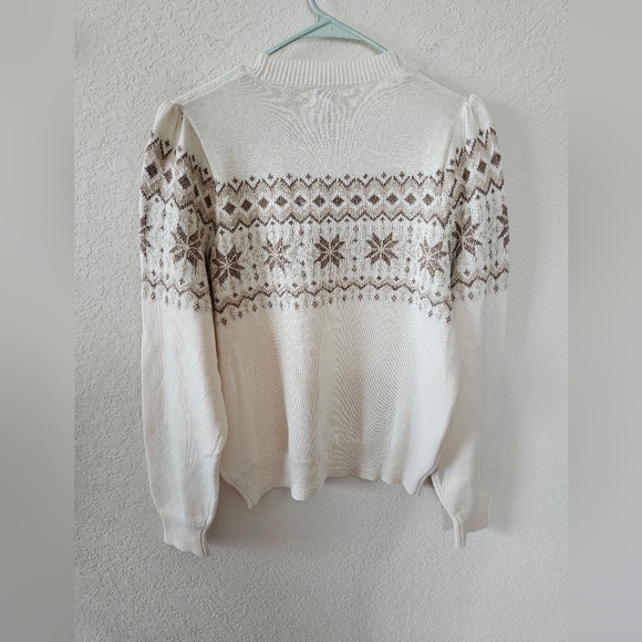 NWT J. Crew Factory Cotton Neutral Fair Isle Crewneck Sweater size L - Picture 6 of 11